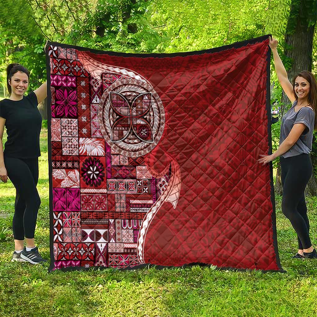 Samoan Siapo Art Tattoo Polynesian Pattern Quilt Red Color - Polynesian Pride