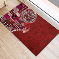 Samoan Siapo Art Tattoo Polynesian Pattern Rubber Doormat Red Color - Polynesian Pride