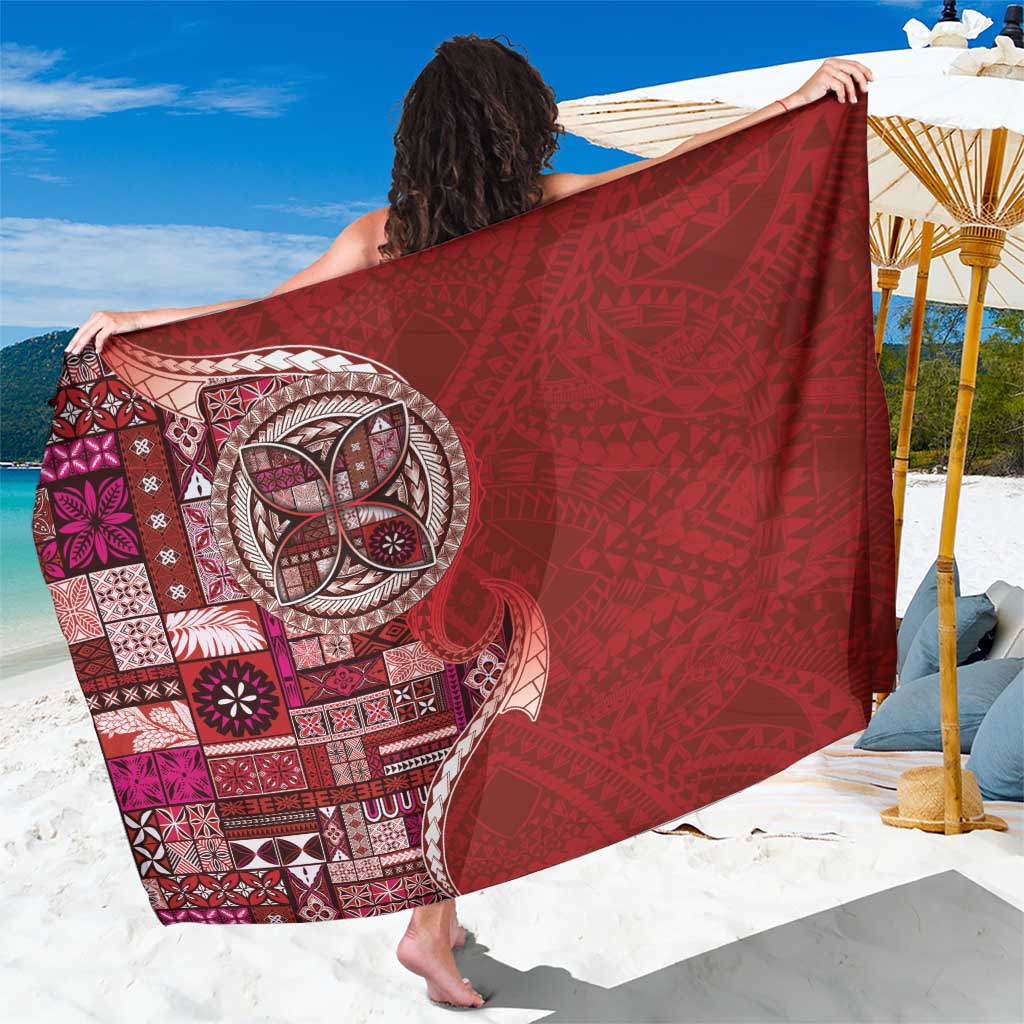 Samoan Siapo Art Tattoo Polynesian Pattern Sarong Red Color LT03 One Size 44 x 66 inches Red - Polynesian Pride