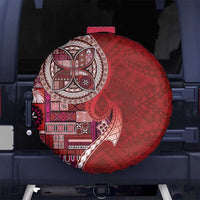 Samoan Siapo Art Tattoo Polynesian Pattern Spare Tire Cover Red Color LT03 No hole Red - Polynesian Pride