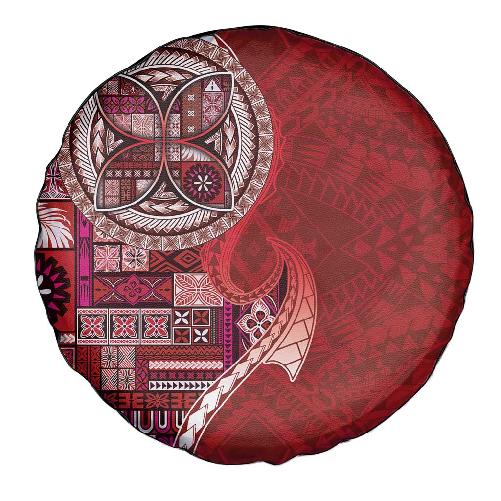 Samoan Siapo Art Tattoo Polynesian Pattern Spare Tire Cover Red Color LT03 - Polynesian Pride