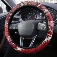 Samoan Siapo Art Tattoo Polynesian Pattern Steering Wheel Cover Red Color - Polynesian Pride