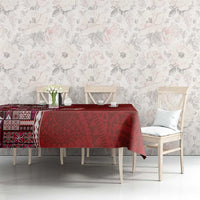 Samoan Siapo Art Tattoo Polynesian Pattern Tablecloth Red Color - Polynesian Pride