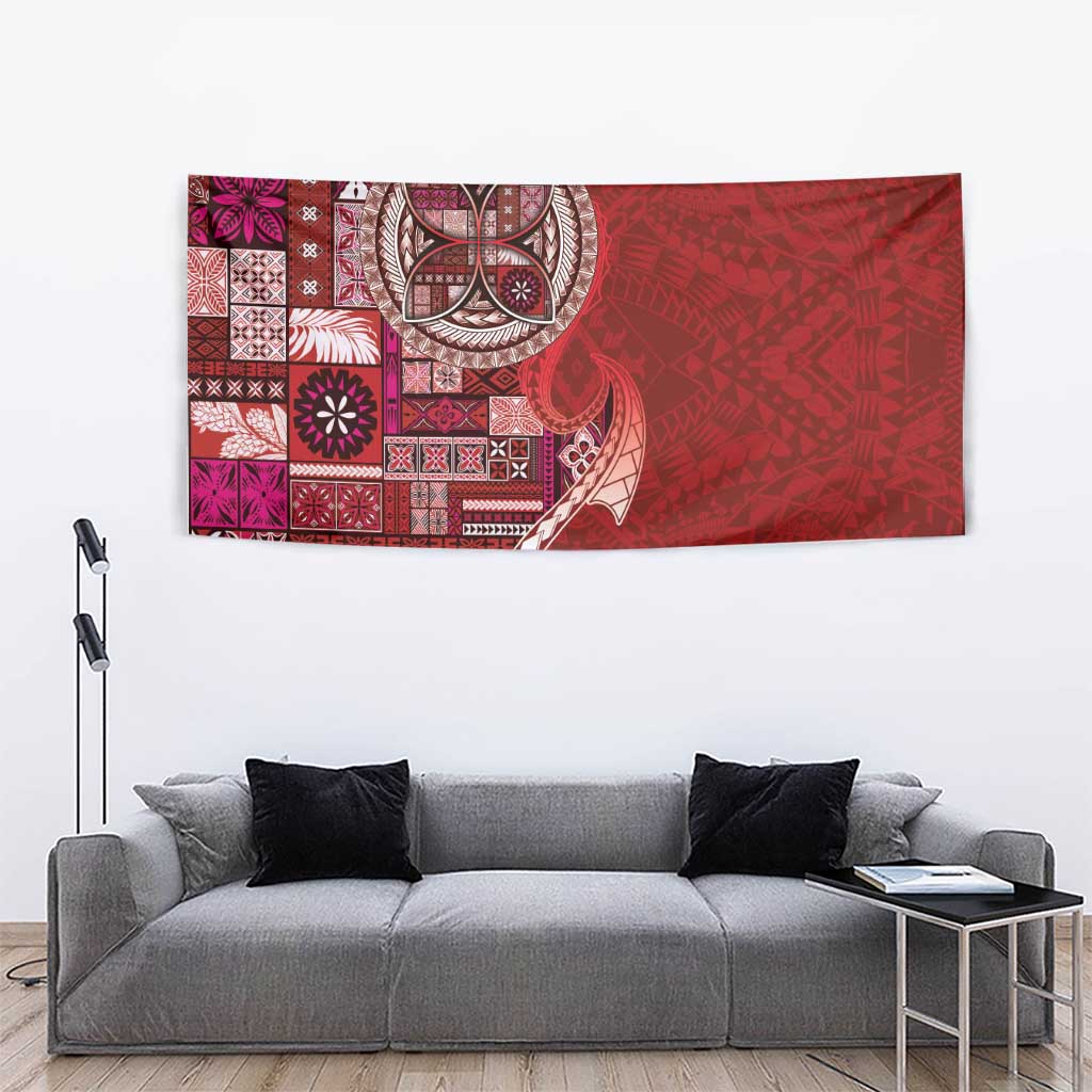Samoan Siapo Art Tattoo Polynesian Pattern Tapestry Red Color - Polynesian Pride