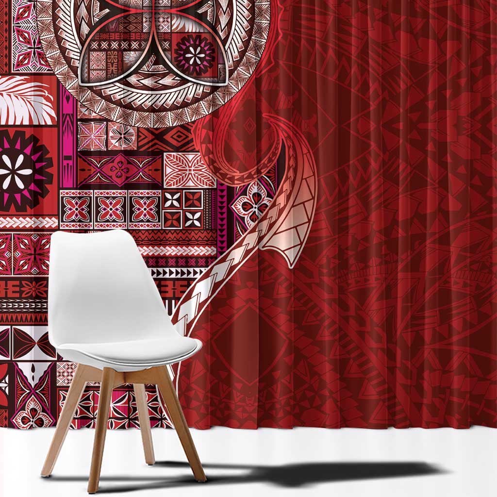 Samoan Siapo Art Tattoo Polynesian Pattern Window Curtain Red Color LT03 - Polynesian Pride