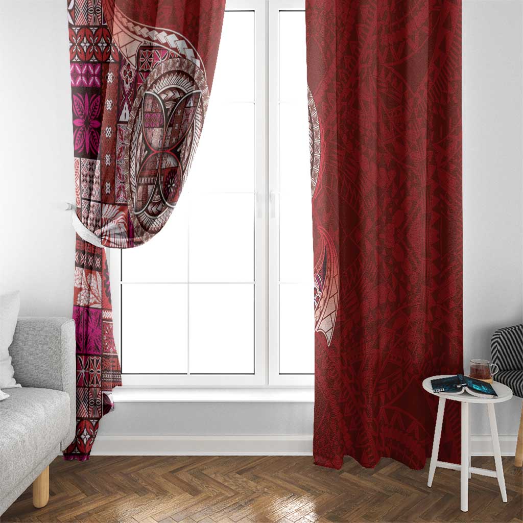 Samoan Siapo Art Tattoo Polynesian Pattern Window Curtain Red Color LT03 - Polynesian Pride