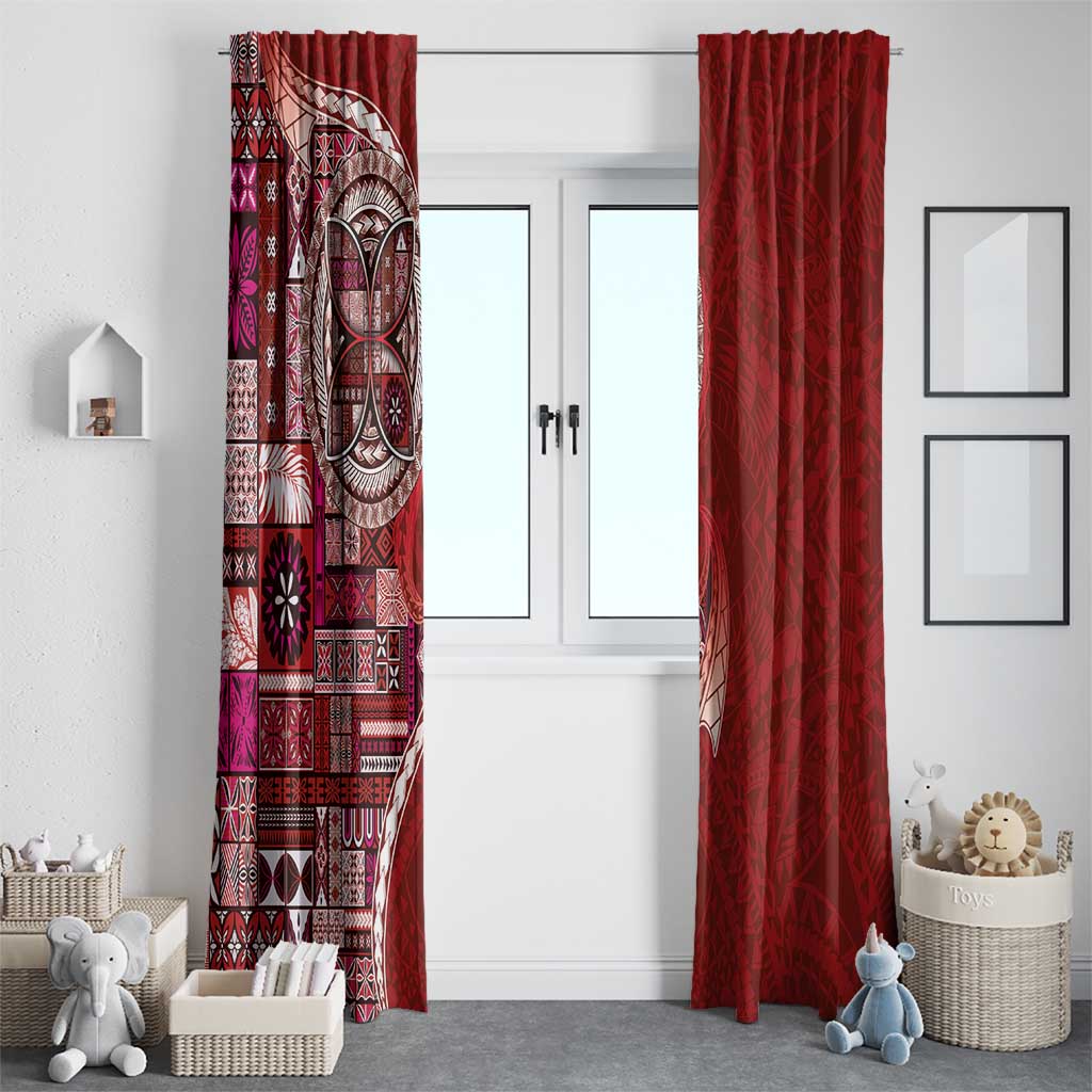 Samoan Siapo Art Tattoo Polynesian Pattern Window Curtain Red Color LT03 - Polynesian Pride