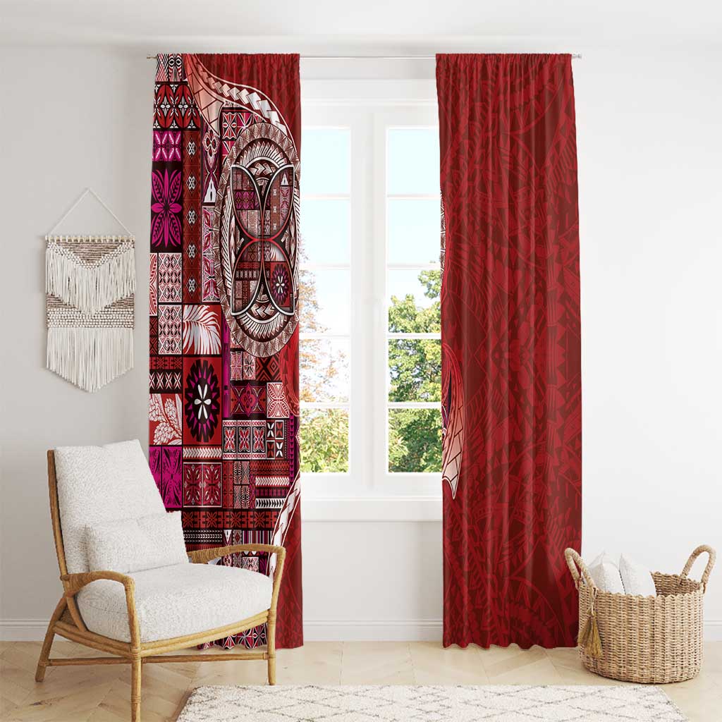 Samoan Siapo Art Tattoo Polynesian Pattern Window Curtain Red Color LT03 - Polynesian Pride