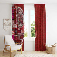 Samoan Siapo Art Tattoo Polynesian Pattern Window Curtain Red Color LT03 - Polynesian Pride