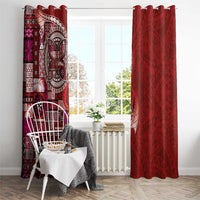 Samoan Siapo Art Tattoo Polynesian Pattern Window Curtain Red Color LT03 - Polynesian Pride