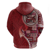 Samoan Siapo Art Tattoo Polynesian Pattern Zip Hoodie Red Color - Polynesian Pride