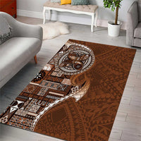 Samoan Siapo Art Tattoo Polynesian Pattern Area Rug Brown Color LT03 - Polynesian Pride