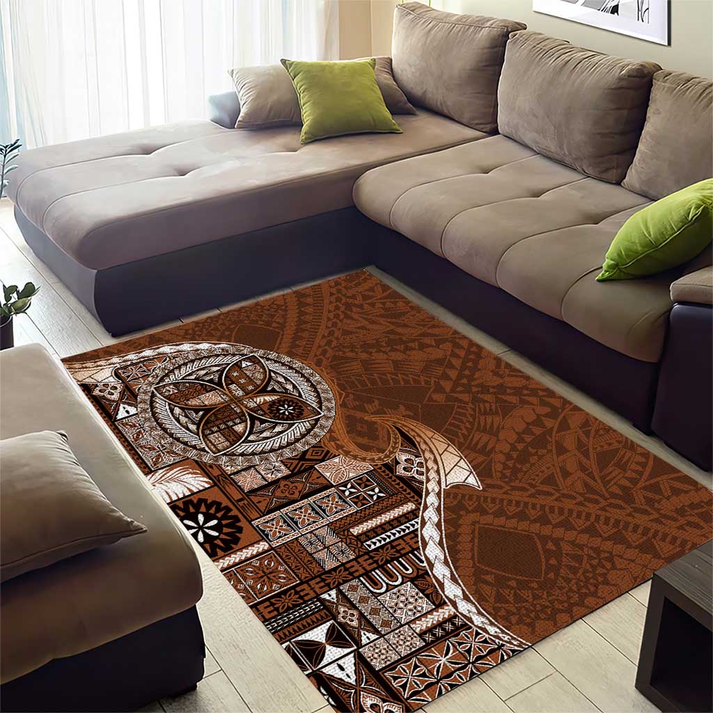 Samoan Siapo Art Tattoo Polynesian Pattern Area Rug Brown Color LT03 - Polynesian Pride