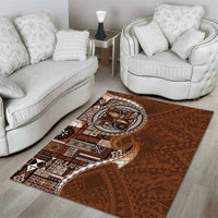 Samoan Siapo Art Tattoo Polynesian Pattern Area Rug Brown Color LT03 - Polynesian Pride
