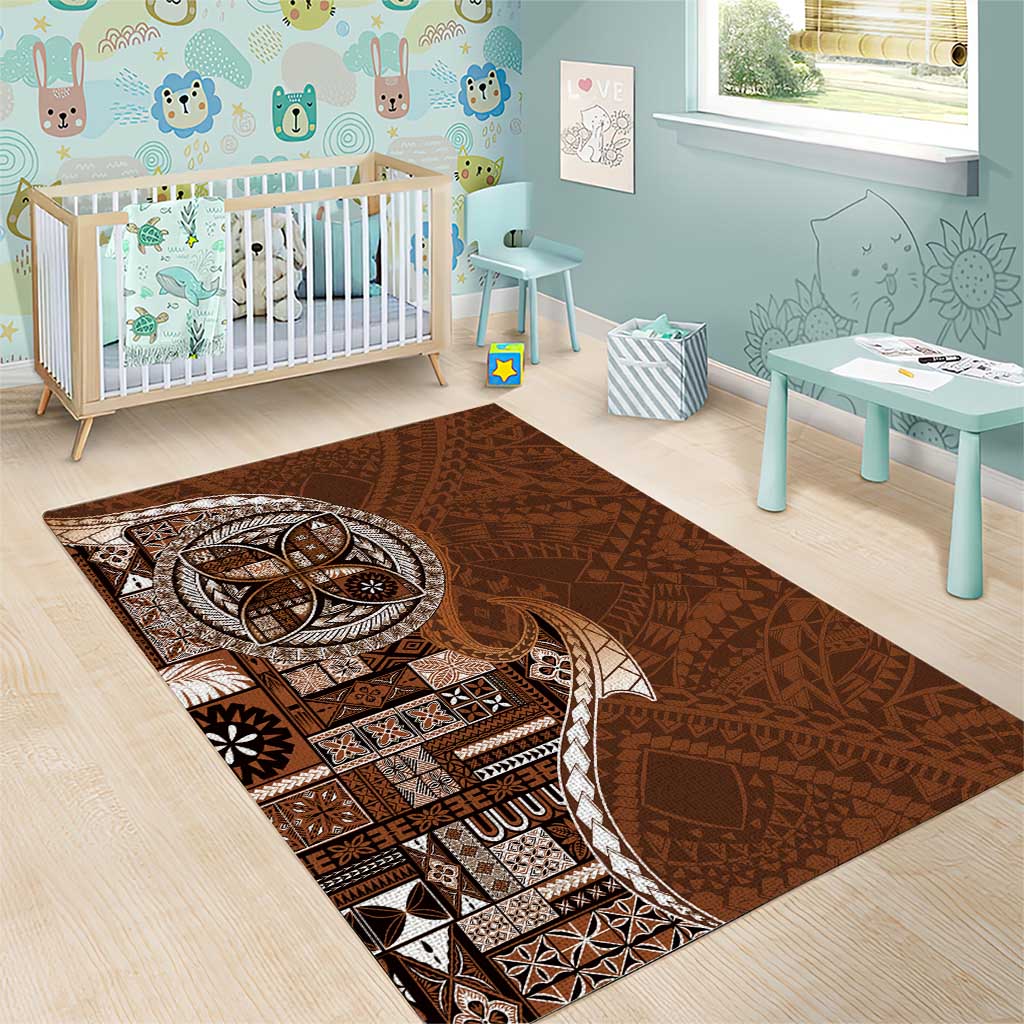 Samoan Siapo Art Tattoo Polynesian Pattern Area Rug Brown Color LT03 - Polynesian Pride