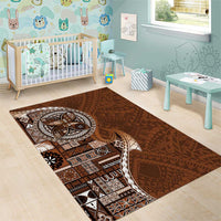 Samoan Siapo Art Tattoo Polynesian Pattern Area Rug Brown Color LT03 - Polynesian Pride