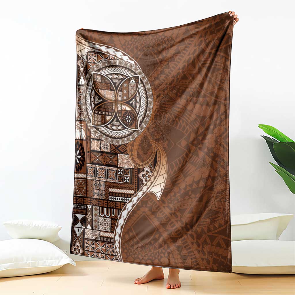 Samoan Siapo Art Tattoo Polynesian Pattern Blanket Brown Color - Polynesian Pride