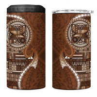 Samoan Siapo Art Tattoo Polynesian Pattern 4 in 1 Can Cooler Tumbler Brown Color LT03 One Size: 16 oz Brown - Polynesian Pride