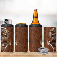 Samoan Siapo Art Tattoo Polynesian Pattern 4 in 1 Can Cooler Tumbler Brown Color LT03 - Polynesian Pride