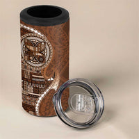 Samoan Siapo Art Tattoo Polynesian Pattern 4 in 1 Can Cooler Tumbler Brown Color LT03 - Polynesian Pride
