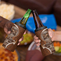 Samoan Siapo Art Tattoo Polynesian Pattern 4 in 1 Can Cooler Tumbler Brown Color LT03 - Polynesian Pride