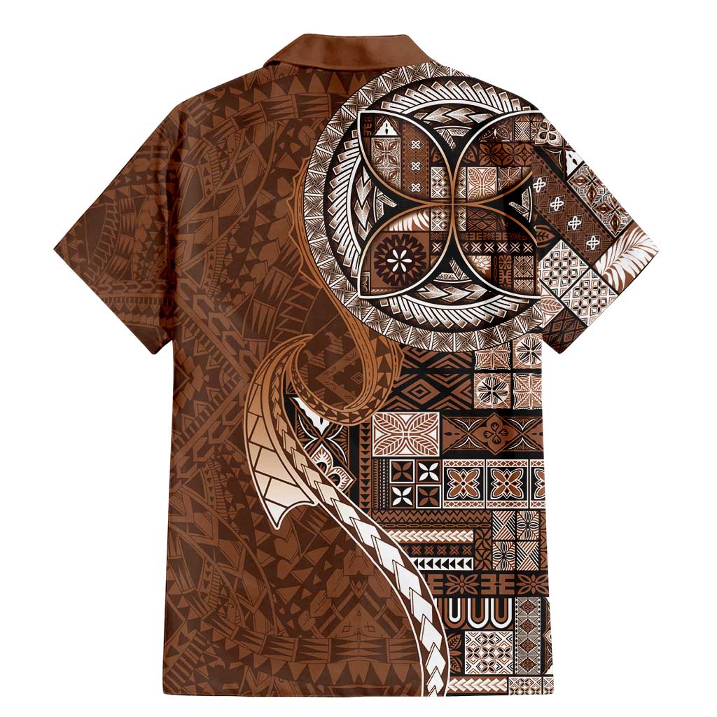 Samoan Siapo Art Tattoo Polynesian Pattern Family Matching Mermaid Dress and Hawaiian Shirt Brown Color - Polynesian Pride