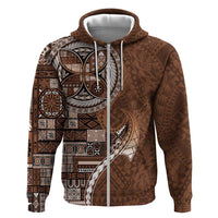 Samoan Siapo Art Tattoo Polynesian Pattern Hoodie Brown Color - Polynesian Pride