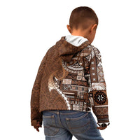 Samoan Siapo Art Tattoo Polynesian Pattern Kid Hoodie Brown Color - Polynesian Pride