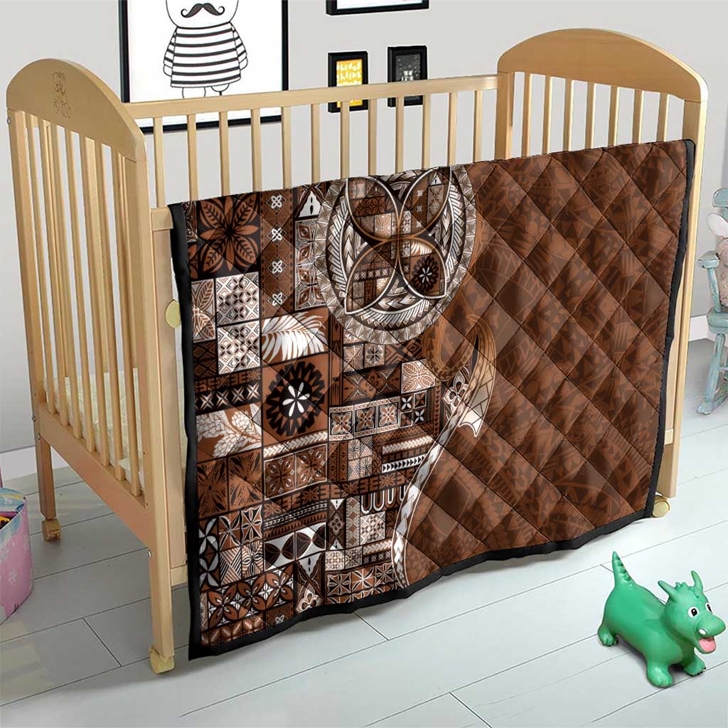 Samoan Siapo Art Tattoo Polynesian Pattern Quilt Brown Color - Polynesian Pride