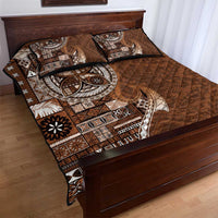 Samoan Siapo Art Tattoo Polynesian Pattern Quilt Bed Set Brown Color - Polynesian Pride