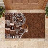 Samoan Siapo Art Tattoo Polynesian Pattern Rubber Doormat Brown Color - Polynesian Pride
