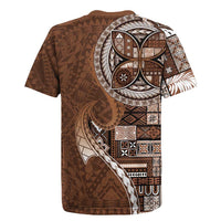 Samoan Siapo Art Tattoo Polynesian Pattern Rugby Jersey Brown Color - Polynesian Pride
