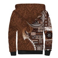 Samoan Siapo Art Tattoo Polynesian Pattern Sherpa Hoodie Brown Color - Polynesian Pride