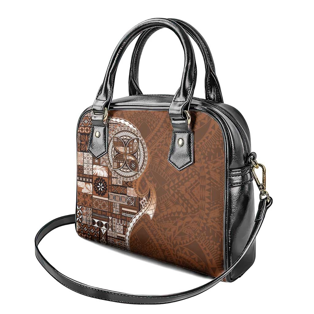 Samoan Siapo Art Tattoo Polynesian Pattern Shoulder Handbag Brown Color - Polynesian Pride