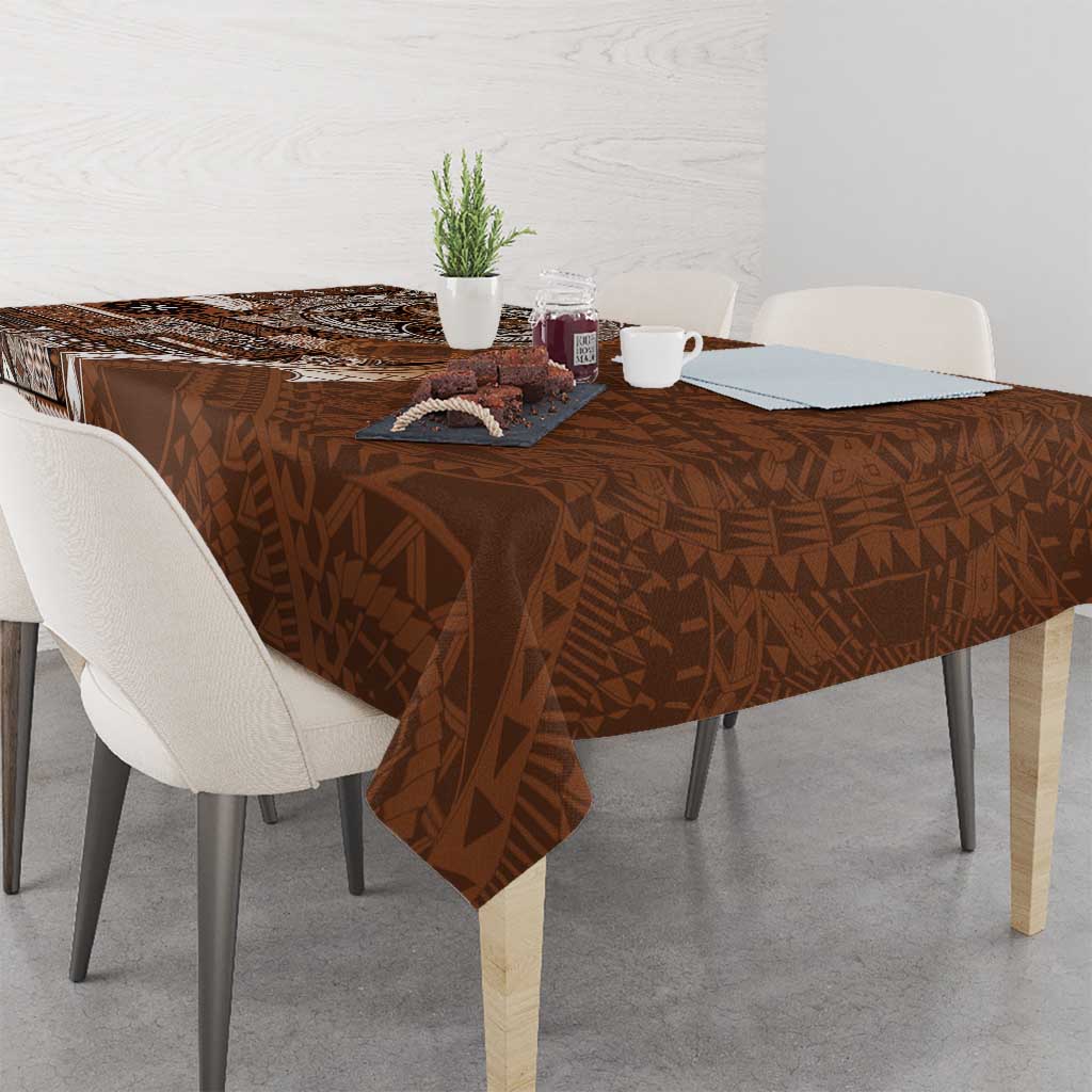 Samoan Siapo Art Tattoo Polynesian Pattern Tablecloth Brown Color - Polynesian Pride