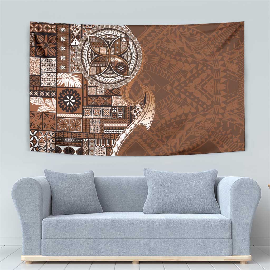 Samoan Siapo Art Tattoo Polynesian Pattern Tapestry Brown Color - Polynesian Pride
