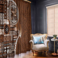 Samoan Siapo Art Tattoo Polynesian Pattern Window Curtain Brown Color LT03 - Polynesian Pride
