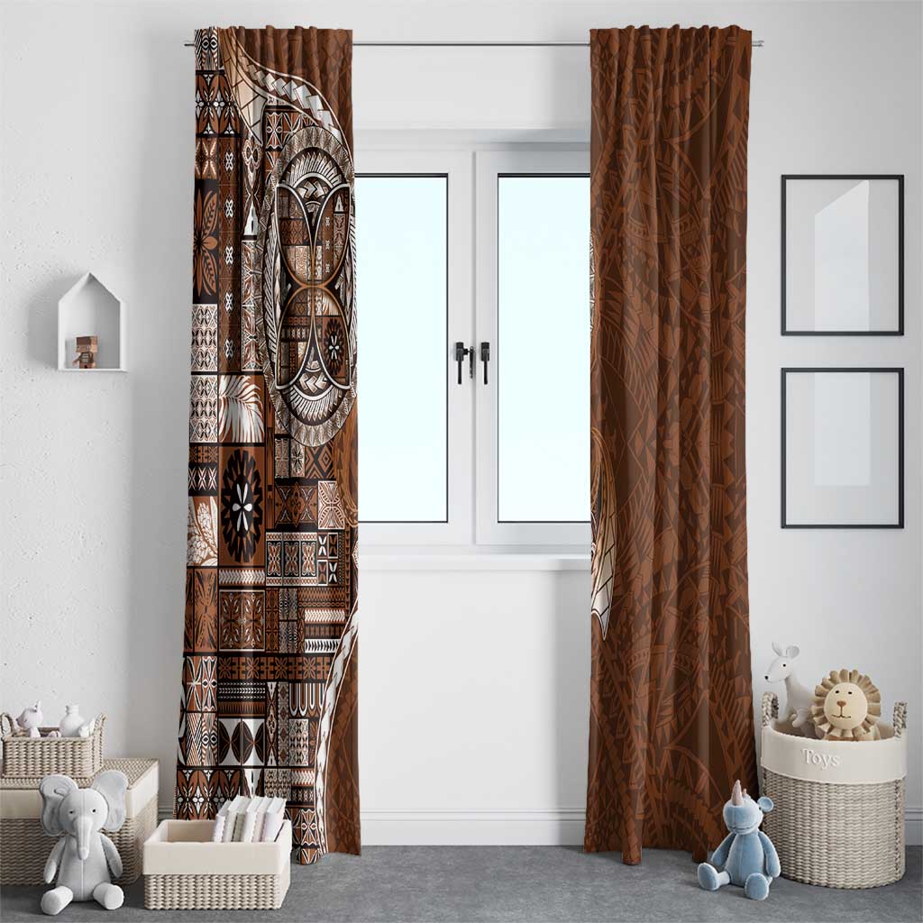 Samoan Siapo Art Tattoo Polynesian Pattern Window Curtain Brown Color LT03 - Polynesian Pride