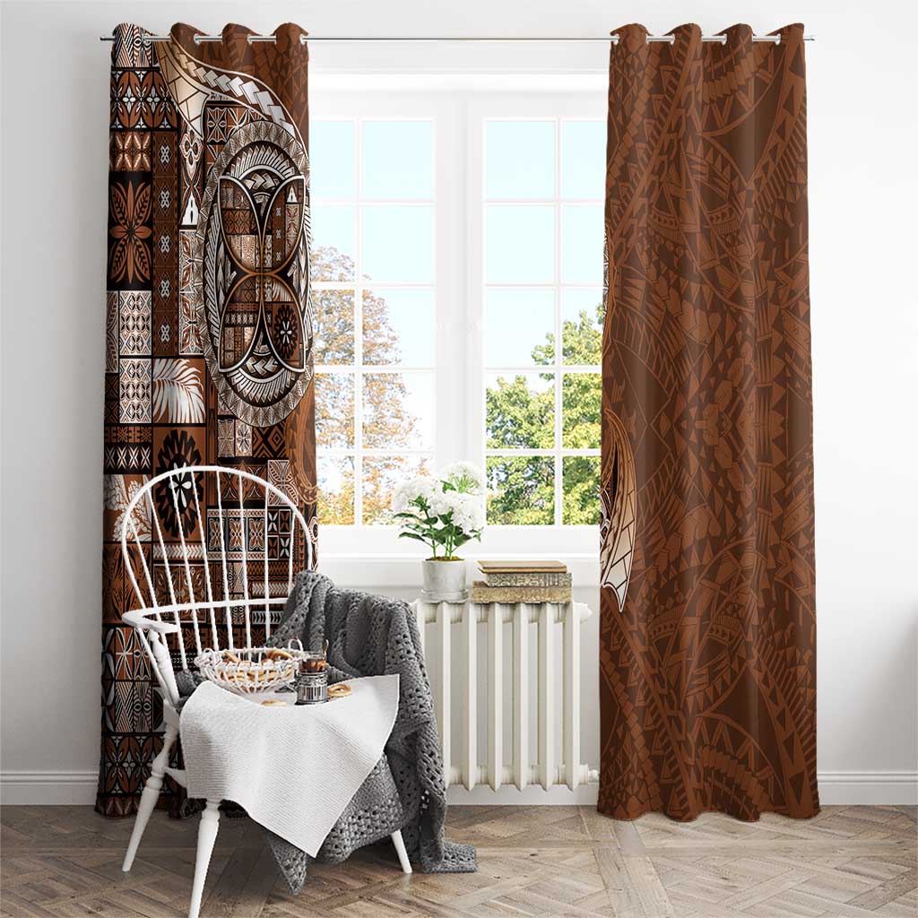 Samoan Siapo Art Tattoo Polynesian Pattern Window Curtain Brown Color LT03 - Polynesian Pride