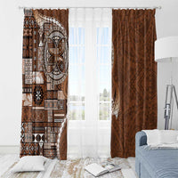 Samoan Siapo Art Tattoo Polynesian Pattern Window Curtain Brown Color LT03 - Polynesian Pride