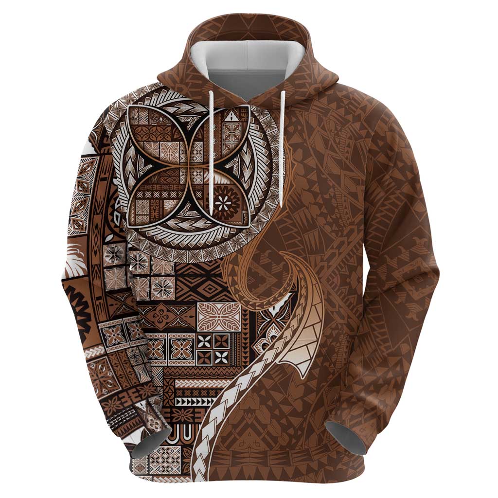 Samoan Siapo Art Tattoo Polynesian Pattern Zip Hoodie Brown Color - Polynesian Pride