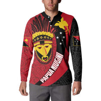 Papua New Guinea Mask Festival Button Sweatshirt Papua Niugini Tribe Mask Melanesian Pattern