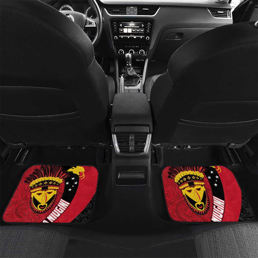 Papua New Guinea Mask Festival Car Mats Papua Niugini Tribe Mask Melanesian Pattern LT03 Set 2pcs - Back Red - Polynesian Pride