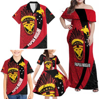 Papua New Guinea Mask Festival Family Matching Off Shoulder Maxi Dress and Hawaiian Shirt Papua Niugini Tribe Mask Melanesian Pattern LT03 - Polynesian Pride