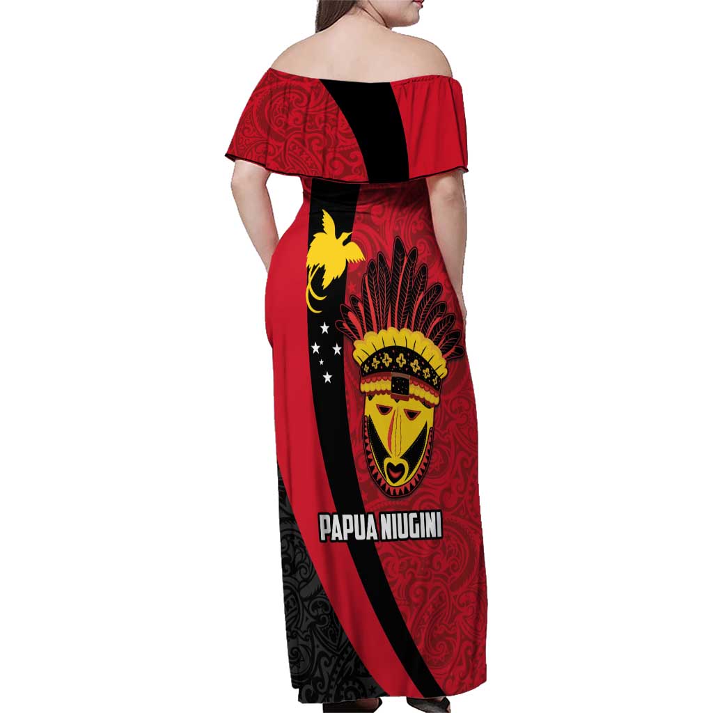 Papua New Guinea Mask Festival Family Matching Off Shoulder Maxi Dress and Hawaiian Shirt Papua Niugini Tribe Mask Melanesian Pattern LT03 - Polynesian Pride