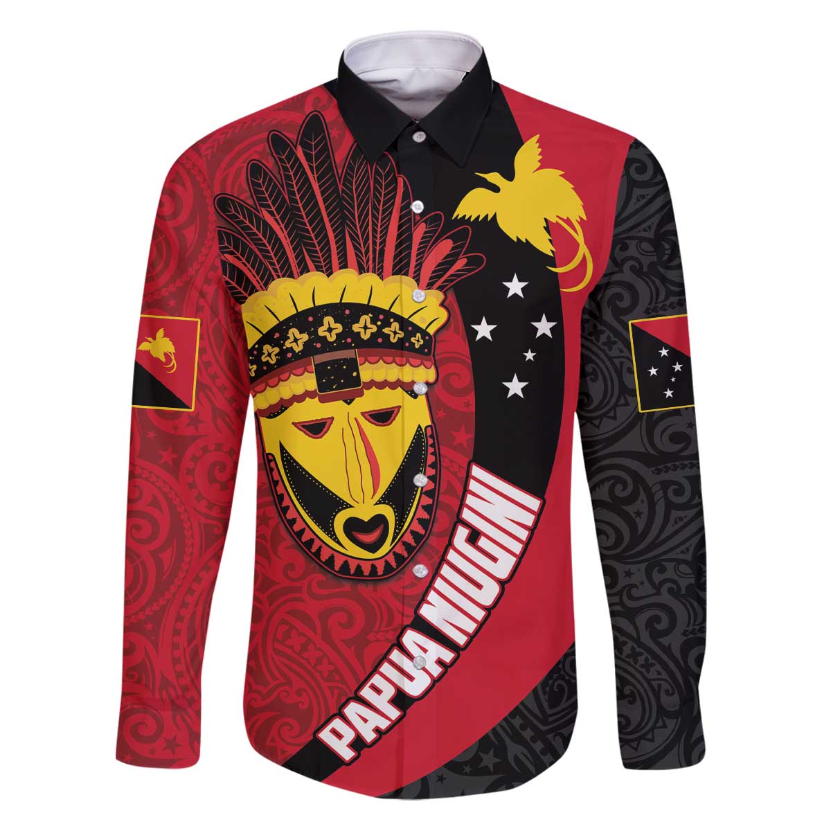 Papua New Guinea Mask Festival Family Matching Puletasi and Hawaiian Shirt Papua Niugini Tribe Mask Melanesian Pattern