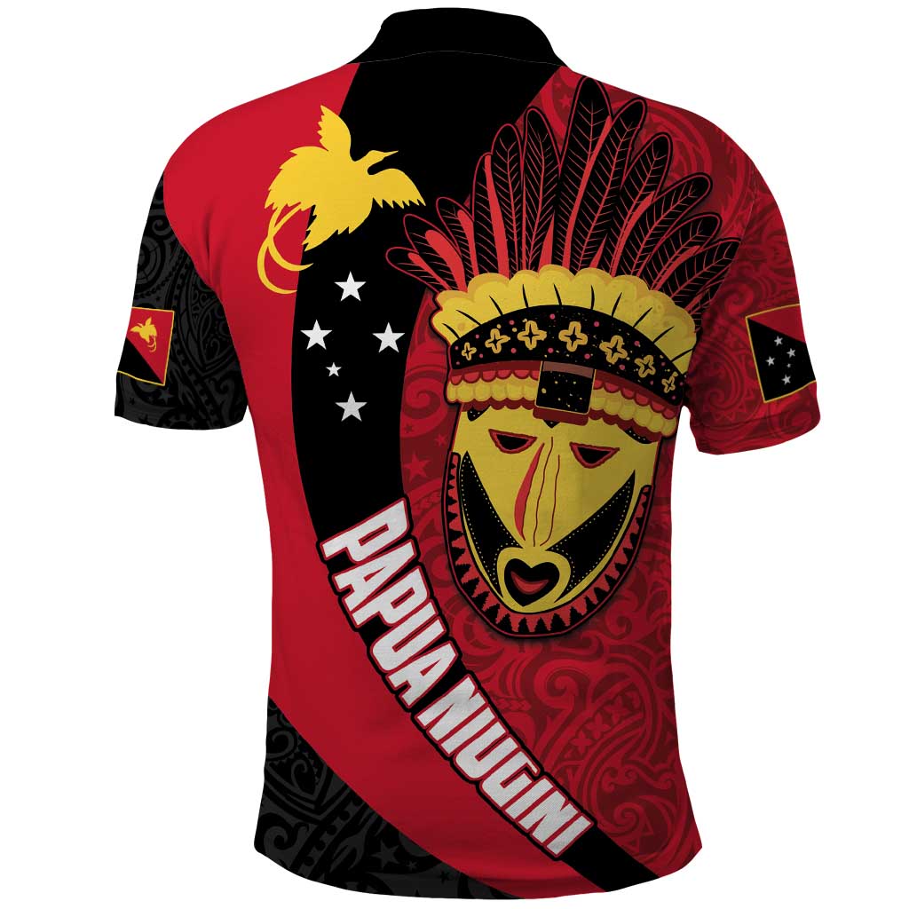 Papua New Guinea Mask Festival Polo Shirt Papua Niugini Tribe Mask Melanesian Pattern