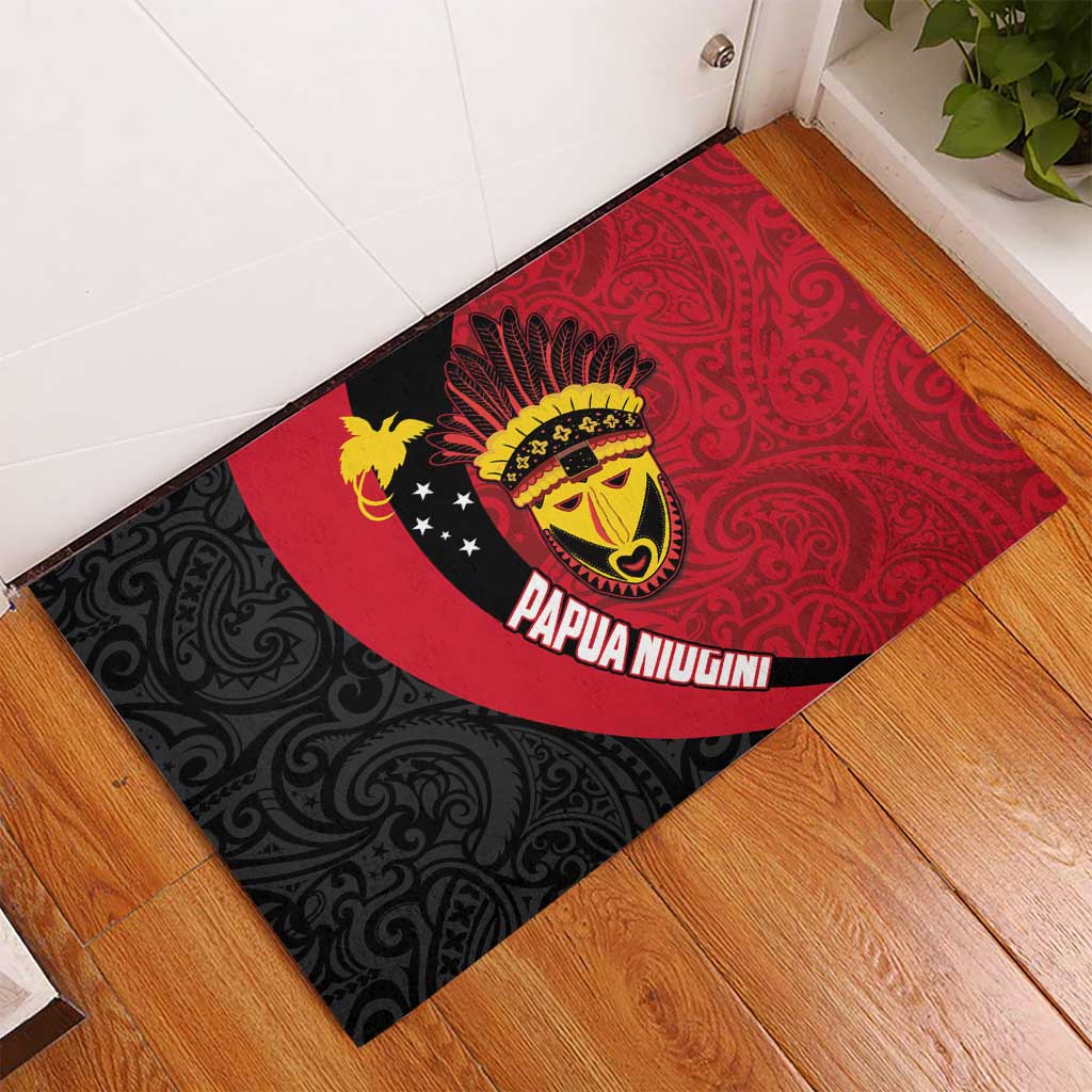 Papua New Guinea Mask Festival Rubber Doormat Papua Niugini Tribe Mask Melanesian Pattern LT03 - Polynesian Pride