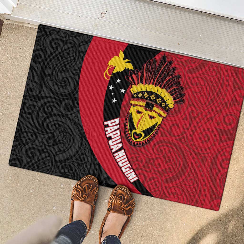 Papua New Guinea Mask Festival Rubber Doormat Papua Niugini Tribe Mask Melanesian Pattern LT03 - Polynesian Pride