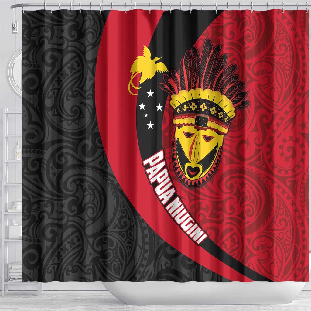 Papua New Guinea Mask Festival Shower Curtain Papua Niugini Tribe Mask Melanesian Pattern LT03 - Polynesian Pride